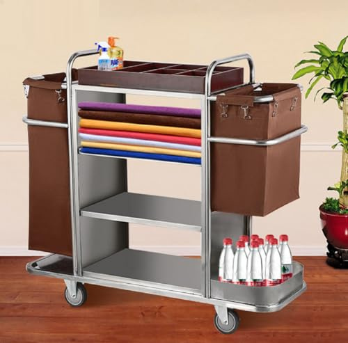 Premium-Hotel- & Housekeeping-Wagen auf Rädern, multifunktionaler kommerzieller Reinigungstrolley für Housekeeping in Hotels und Apartments