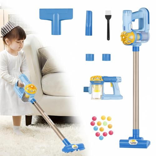 Aspirapolvere Giocattolo per Bambini Aspirapolvere senza Filo con Suoni Reali Aspira Davvero Aspirapolvere Trasformabile 3in1 Elettrodomestici Giocattolo con Accessori Sweeping Robot