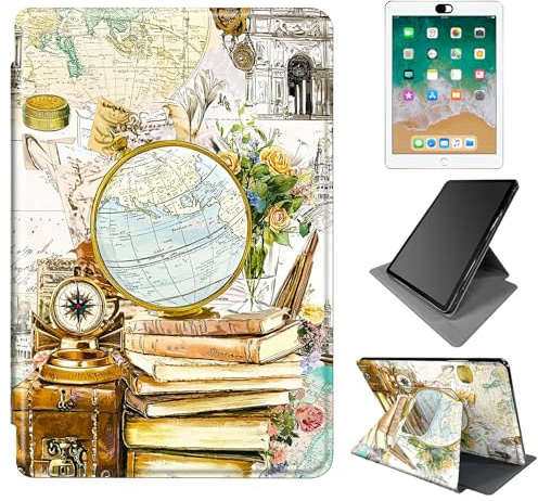 Dikoer for 6 All-New Kindle 11th Generation 2024/2022 Release e-Reader Case, 360 Degree Rotating Adjustable Stand Smart Leather Tablet Cover for Women Men, Retro Map