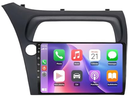 2 DIN Pantalla Radio para Honda Civic 2006-2011 9 Inches Android 15 Pantalla Coche FM Am Bluetooth USB para, 4 Core 2G+32G
