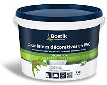 Bostik - Colle Lames Décoratives en PVC - Colle lambris PVC - Application murale - Intérieur & Extérieur - Seau 3kg - Blanc