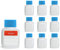 Octopus 10 x 50 ml plastic bottles, HDPE plastic bottles with blue screw caps, empty bottles with blue screw caps, square bottles incl. 10 labels