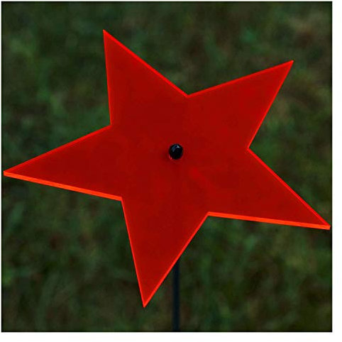 Bütic GmbH Plexiglas® Sonnenfänger Stern 14cm neon transparent fluoreszierend wetterfest, inkl. 100cm Schwingstab, Farbe:neonrot