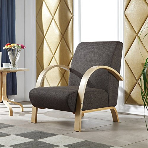 i-flair - Polstersessel, Lounge Sessel mit hochwertigem gepolsterten Stoffbezug - Dunkelbraun