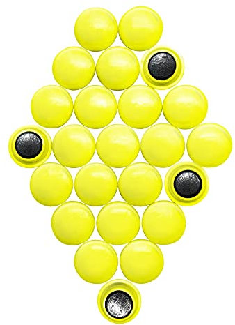 Small Yellow Planning Office Magnets for Fridge, Whiteboard, Noticeboard, Filing Cabinet - Pack of 24