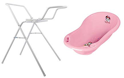 Disney Minni Maus rosa Baby Badewanne 84 cm + Badewannenständer + Waschhandschuh