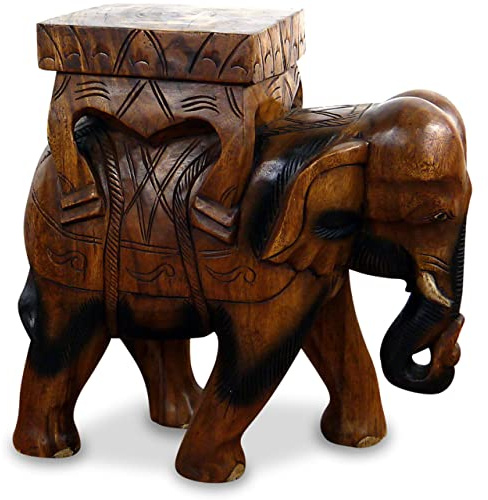 livasia Holzelefant, großer Hocker aus Massivholz, gigantische Elefanten Figur, handgefertigt in Thailand, 50x24x48 cm (Braun)