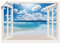 ARTLAND Wanddeko Poster & Kunstdrucke Wandposter Fensterblick Fenster Strand Meer Maritim Karibik Südsee Urlaub Sommer T5UQ