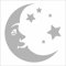 INDIGOS UG Auto Aufkleber Moon and Stars Silber - 88mmx91mm - Autoaufkleber - Tuning - Sticker - Heckscheibe - Fahrrad - Motorrad - UV beständig