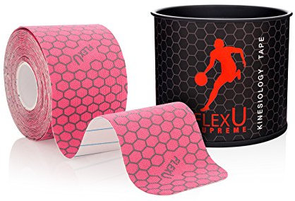 FLEXU Kinesiology Tape: Vorgeschnittene Einzelrolle, fortgeschrittene Stärke und Flexibilität, langanhaltende therapeutische Erholung, Sporttape (Rosa).