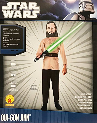 Star Wars Rubies - 17037 Kinder Kostüm - Qui-Gon Jinn - Größe M - enhält: bedruckten Einteiler & Maske