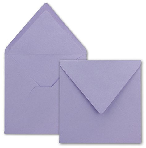 75x Quadratische Briefumschläge in Lila - 15,5 x 15,5 cm - ohne Fenster, mit Nassklebung - 110 g/m² - Für Einladungskarten zu Hochzeit, Geburtstag und mehr - Serie FarbenFroh