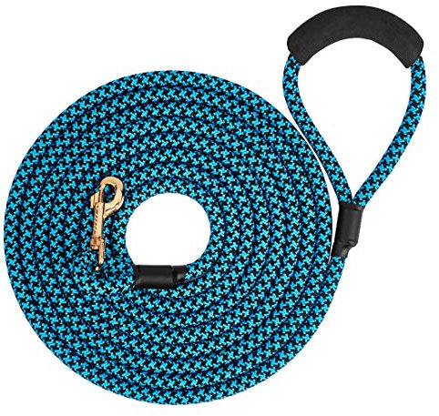 Tressé Laisse Longue Dressage pour Chien Plomb Premium Corde éducative Retriever Corde Animalerie Course à Pied Entraînement Laisse pour Petites Moyen Gros Chien (5M, Bleu 12mm)
