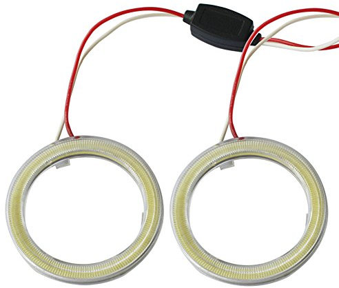 Taben Anello LED COB 45SMD luminoso, diametro 60 mm, luce bianca 6500 K, Lampada per fari Angel Eyes, tensione DC12 V (1 coppia)