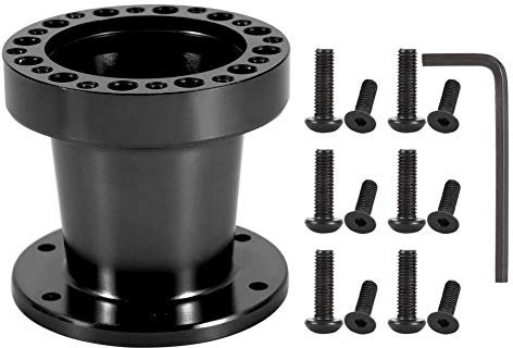 For Steering Wheel Extension-Steering Wheel Hub Adapter Connector Car Steering Wheel Hub 3Inch Universal Car Steering Wheel Hub Aluminum Spacer Steering Wheel Hub Adapter Kit (Black)