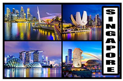 Singapore - Asia - Post Card Style Fridge Magnet - Large Size (7cm x 4.5cm) - Gift Idea - Tourism