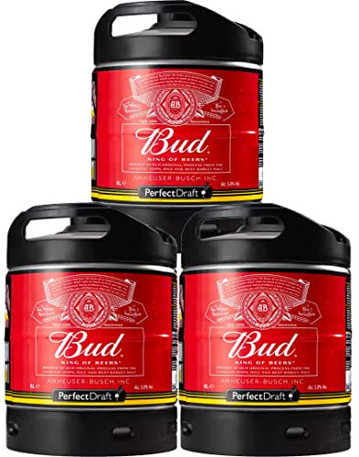 Pack 3 fûts de bière de 6 litres - Compatibles avec la tireuse Perfectdraft - 15 euros de consigne INCLUS… (Bud)