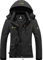 GEMYSE Damen Wasserdichte Berg-Skijacke Winddichte Skijacke Fleece Outdoor-Winterjacke mit Kapuze (Eisen Grau,M)