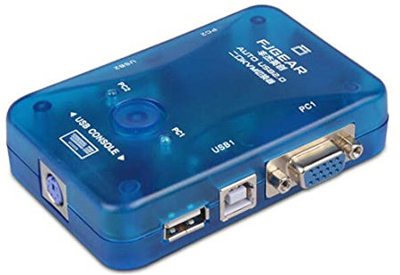 D44C USB VGA KVM Switch 2-Port mit Ein-Knopf-Umschaltung – Steuerung von 2 PCs über eine Tastatur, Maus und Monitor – Platzsparende Lösung für Büro, Homeoffice und Arbeitsplatz