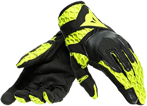 Dainese Air-Maze Unisex Gloves, Motorradhandschuhe Sommer Textil, für Damen und Herren, Schwarz/Fluo-Gelb, XXXL