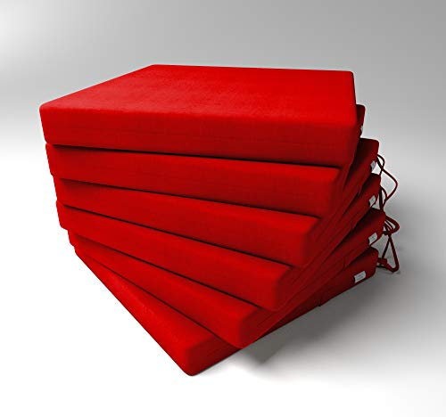 Market-Alley Stuhlkissen Sitzkissen mit Bänder für Gartenstuhl, Küche oder Esszimmerstuhl Stuhlauflage (110 Rot 40x40x4cm - 6er Set)