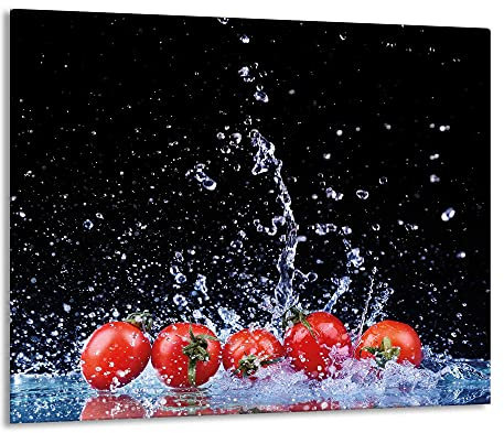Gsmarkt Herdabdeckplatte Schneidebrett 60x52 Glasbild Tomate