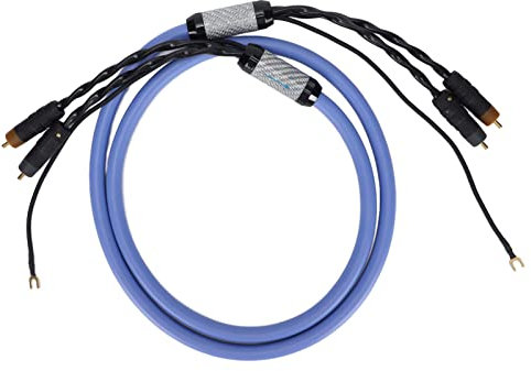 ASHATA Cavo per Braccio da 2 a 2 Cavo per Braccio HiFi Cavo per Braccio in Rame Senza Ossigeno con Filo di Terra per Giradischi in Vinile, Blu(1M)