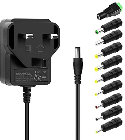 Aclorol 12V DC Power Adapter 12V 1A 12W ac/dc Power Supply Adapter 100-240V AC to 12V DC Adaptor Converter Wall Plug for LED Strip Router Camera Monitor TV Box Printer with 10 Tips Connector UL Listed