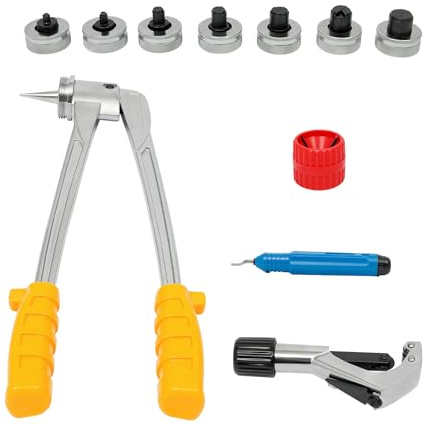 SHZICMY Rohrexpander Manuelle Rohraufweiter mit Rohrabschneider 4-28mm Aufweitzange Expander-Set Manuelles Kupferrohr Expander für Kupfer Alu
