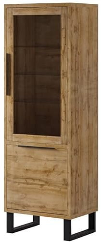 Furniture24 Vitrine Halle 05 Schrank Wohnzimmerschrank Wotan Eiche Vitrinenschrank