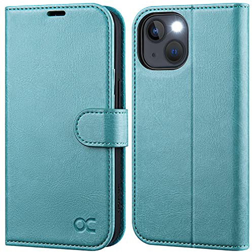 OCASE for iPhone 14 Case, Premium PU Leather iPhone 14 5G Wallet Case Flip Phone Cover with[RFID Blocking][Card Holder][TPU Inner Shell] for the 6.1 Inch 2022 5G,Mint Green