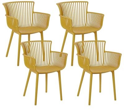 Kunststoffstühle gelb 4er Set für den Innen- und Außenbereich geeignet Pesaro