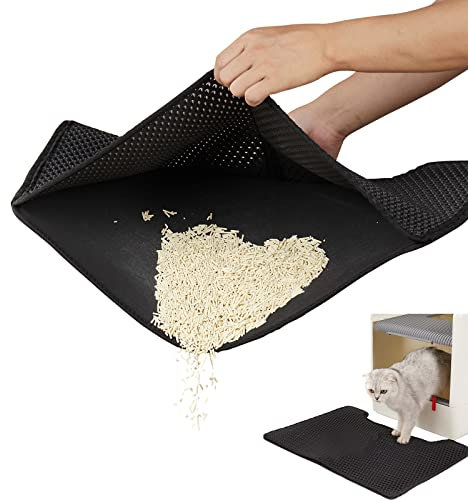 LAMXD Katzenstreu Matte 30×45cm, Katzenklomatte mit Waben-Design, Wasserdichte Doppelschicht, Faltbar für einfache Lagerung, 1 Stück
