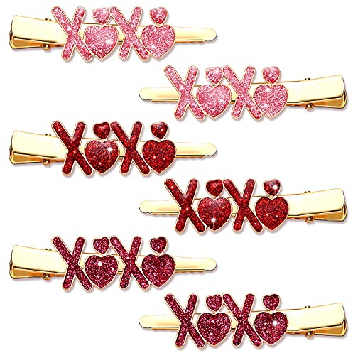 XOXO Haarspangen zum Valentinstag, Samt-Herz-Haarspangen für Frauen und Mädchen, dreifache Herz-Haarnadeln, süße Haarspangen, modisches Haar-Accessoire, Urlaubsgeschenke (XOXO-Set)