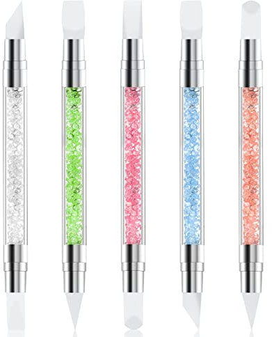 5 Stück Silikon Nagel Pinsel Nagelkunst Skulptur Stift mit zwei Spitzen Gel Nagel Schnitzen Pinsel Nagelkunst Werkzeuge für Design, Nagelfolie, Zeichnen, Formen