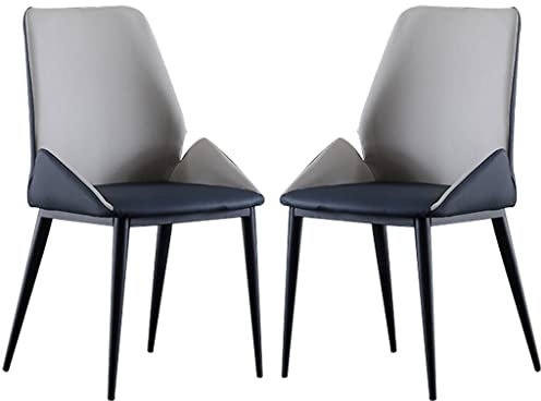 Juego de 2 sillas de comedor de cocina de cuero de microfibra con respaldo ergonómico y patas de metal para restaurantes comerciales en el hogar (color: gris metro)