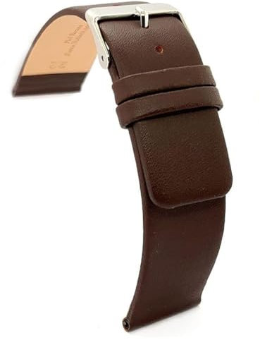 diloy Lederarmband für klassische Uhr – Glattes Rindsleder ohne Nähte, minimalistisches Design – Größen 18mm, 20mm, 22mm, 24mm, 26mm, 28mm, 30mm 327 Dunkelbraun 26mm