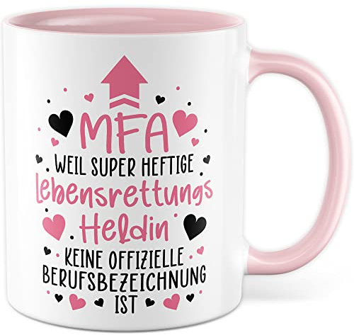 MFA Tasse Lebensrettungs Heldin Geschenkidee Krankenhaus Kaffeetasse Berufsbezeichnung Geschenk für Medzinische Fachangestellte Kaffeebecher Sanitäterin Becher