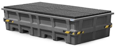 Auffangwanne pro-line 2 IK aus Polyethylen (PE) für 2 IBC, mit PE-Gitterrost