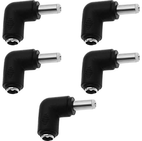 5PCS DC Power Connector Adapter 90 Degree Right Angle 2.5mm x 5.5mm Male Plug to 2.1mm x 5.5mm Female Jack Coupler Converter for Laptop CCTV Camera