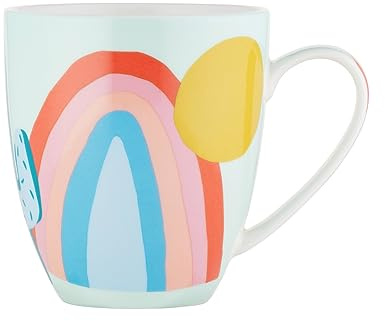 Maxwell & Williams DX1334 Kaffee-Becher rund 500 ml - Porzellan-Tasse - RJ Sunset, Regenbogen-Motiv bunt, Geschenkbox