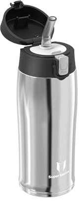 Super Sparrow Borraccia Termica Cannuccia, Borraccia in Acciaio Inox - 350ml - Senza BPA Tazza Borracce Termiche, Bottiglia Termica per Bambini, Scuola, Sportiva