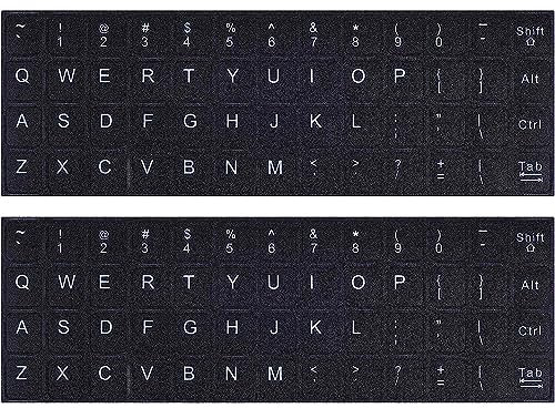 Keyboard Stickers, 2Pack Universal English Keyboard Stickers, Computer Keyboard Stickers, White Background with Black Lettering, Stickers for Computer Laptop Notebook Desktop