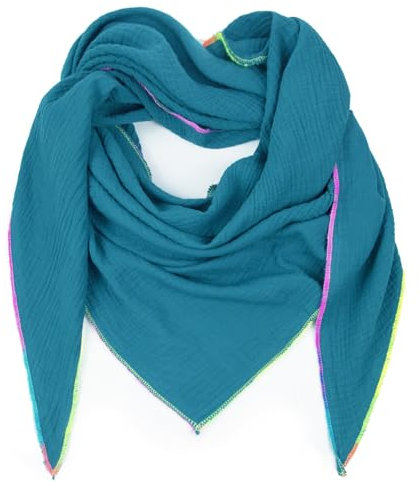 Gloop Damen XXL Dreieckstuch Halstuch Baumwolle Musselin Schal Poncho Ohne Kratze an Haut Hergestellt in Italien 135 cm×135 cm×220 cm