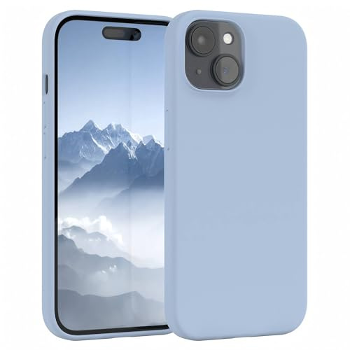 EAZY CASE Premium Silikon Handyhülle kompatibel mit iPhone 15 Slimcover mit Kameraschutz und Innenfutter, Silikonhülle, Schutzhülle, Bumper, Handy Case, Hülle, Softcase, Hellblau