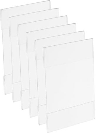 PATIKIL 3x4 Wall Mount Acrylic Sign Holder, 6Pcs Advertisement Vertical Display Frame with Tape Adhesive for Office Home Store Restaurant, Clear
