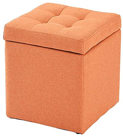 TAORMEY Cube Ottoman Storage Fußhocker Pouf Sitzbank, Spielzeugkiste Osmanisches Tablett Organizer Box Pouf Truhe Schuhbank Hocker Sitz-orange 30x30x35cm(12x12x14inch)