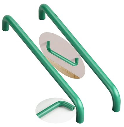2 Packs Cabinet Pulls aluminium alloy Colourful children's room pulls Double curved shape Cupboard Handles,Drawer Knobs,Kitchen Door Levers for Bathroom,Closet,Wardrobe (Hole Pitch 128mm,Green)