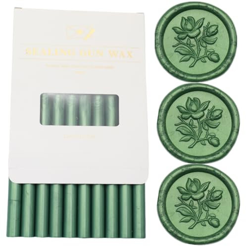 1.1mm Wachs Siegel Stöcke, Atopbb Kieferngrün Wax Stick 10 Stück Klebepistole Wachs-Siegel-Sticks, für Brief Grußkarten Wein Abdichtung Handwerk machen Hochzeit und Party Einladungen (Kieferngrün)