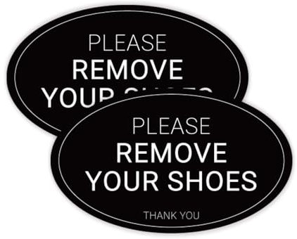 GEEKBEAR Remove Your Shoes Sign - 2 Pack Acrylic, Unique, Durable - 6.3 x 3.8 in (Black)